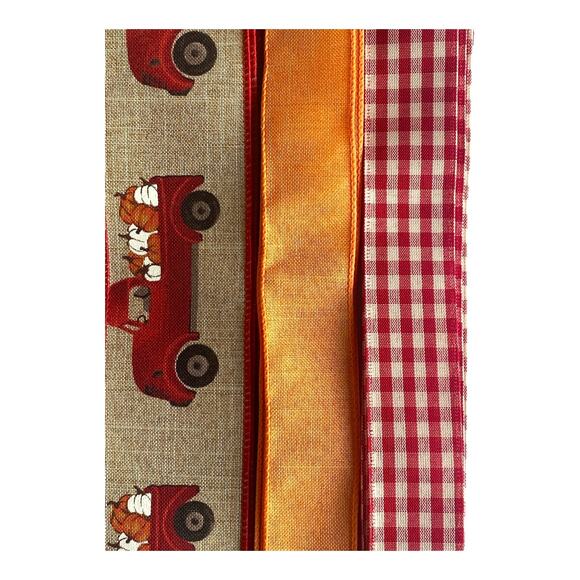 Fall Wreath Kit | Red Truck Welcome Sign & Pumpkin Ribbon Bundle | Autumn DIY - Picture 6 of 9